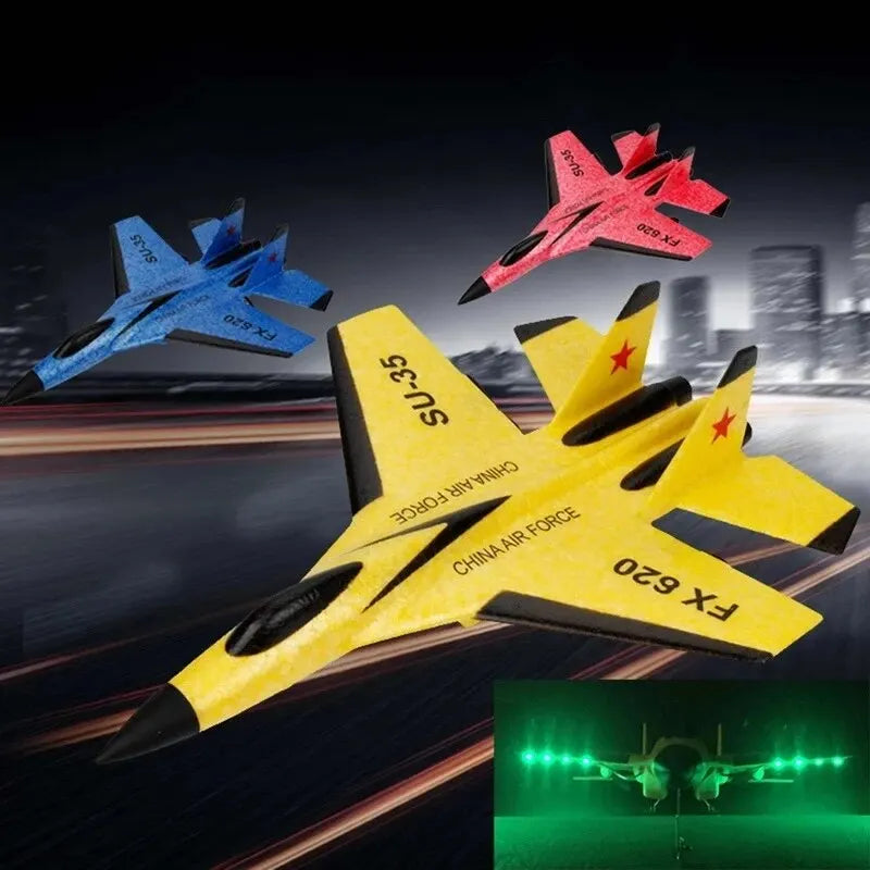 Experience Thrilling Adventures with the SU35 RC Plane FX620 FX820 - 2.4G Remote Control Glider with LED Lights for Kids and Enthusiasts!
