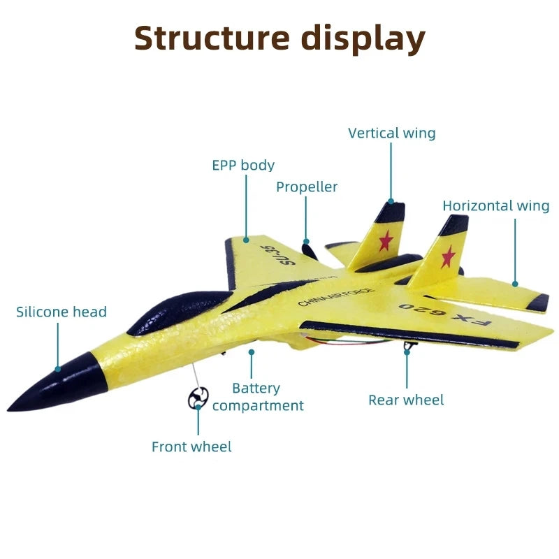 Experience Thrilling Adventures with the SU35 RC Plane FX620 FX820 - 2.4G Remote Control Glider with LED Lights for Kids and Enthusiasts!