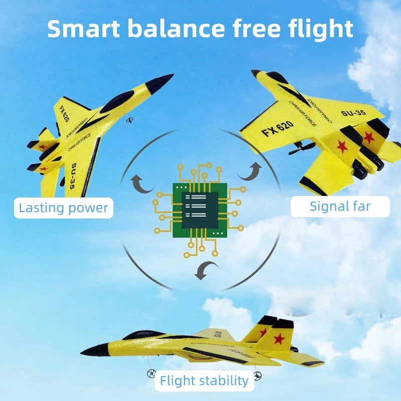 Experience Thrilling Adventures with the SU35 RC Plane FX620 FX820 - 2.4G Remote Control Glider with LED Lights for Kids and Enthusiasts!